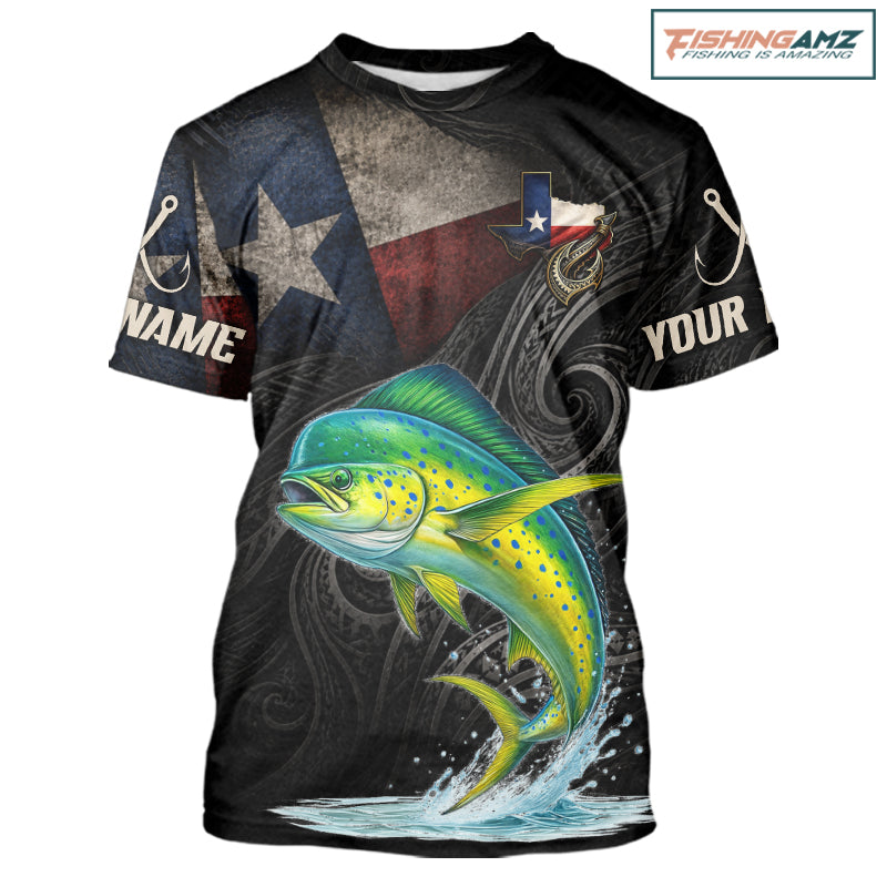 Personalized Texas Mahi Mahi Fishing T-Shirt – Custom Name Angler Apparel For Fishermen