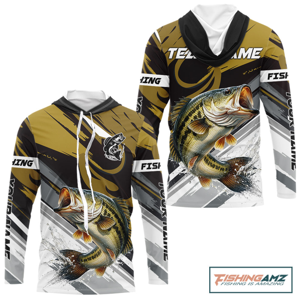 Personalized Bass Fishing Shirts Long Sleeve Hooded For Men, Bass Fishing Shirt Sport Jerseys NHT511