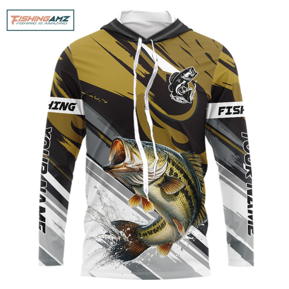 Personalized Bass Fishing Shirts Long Sleeve Hooded For Men, Bass Fishing Shirt Sport Jerseys NHT511