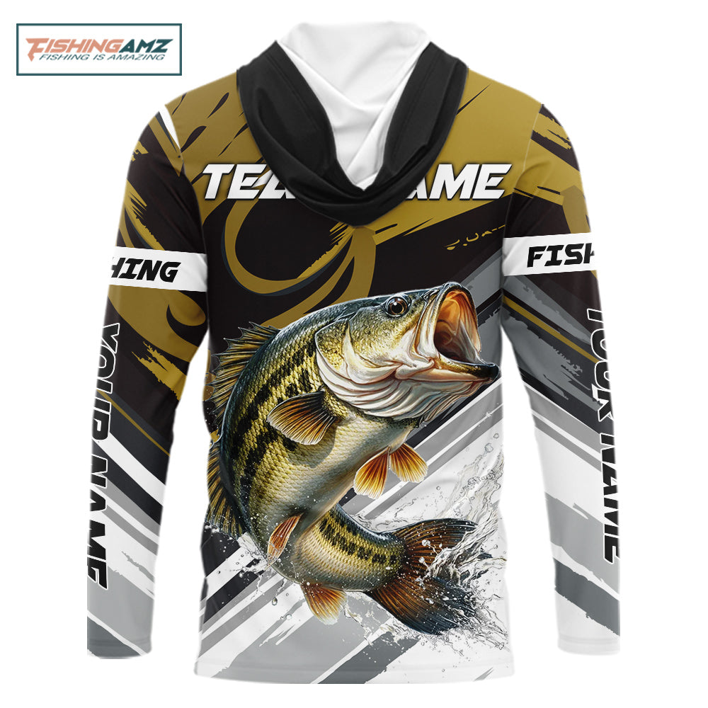 Personalized Bass Fishing Shirts Long Sleeve Hooded For Men, Bass Fishing Shirt Sport Jerseys NHT511