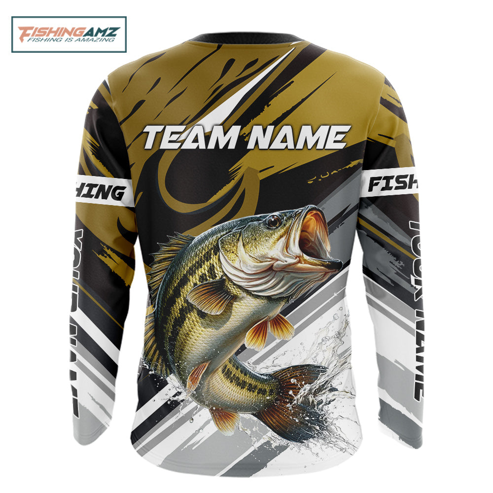Personalized Bass Fishing Shirts Long Sleeve For Men , Bass Fishing Shirt Sport Jerseys NHT511