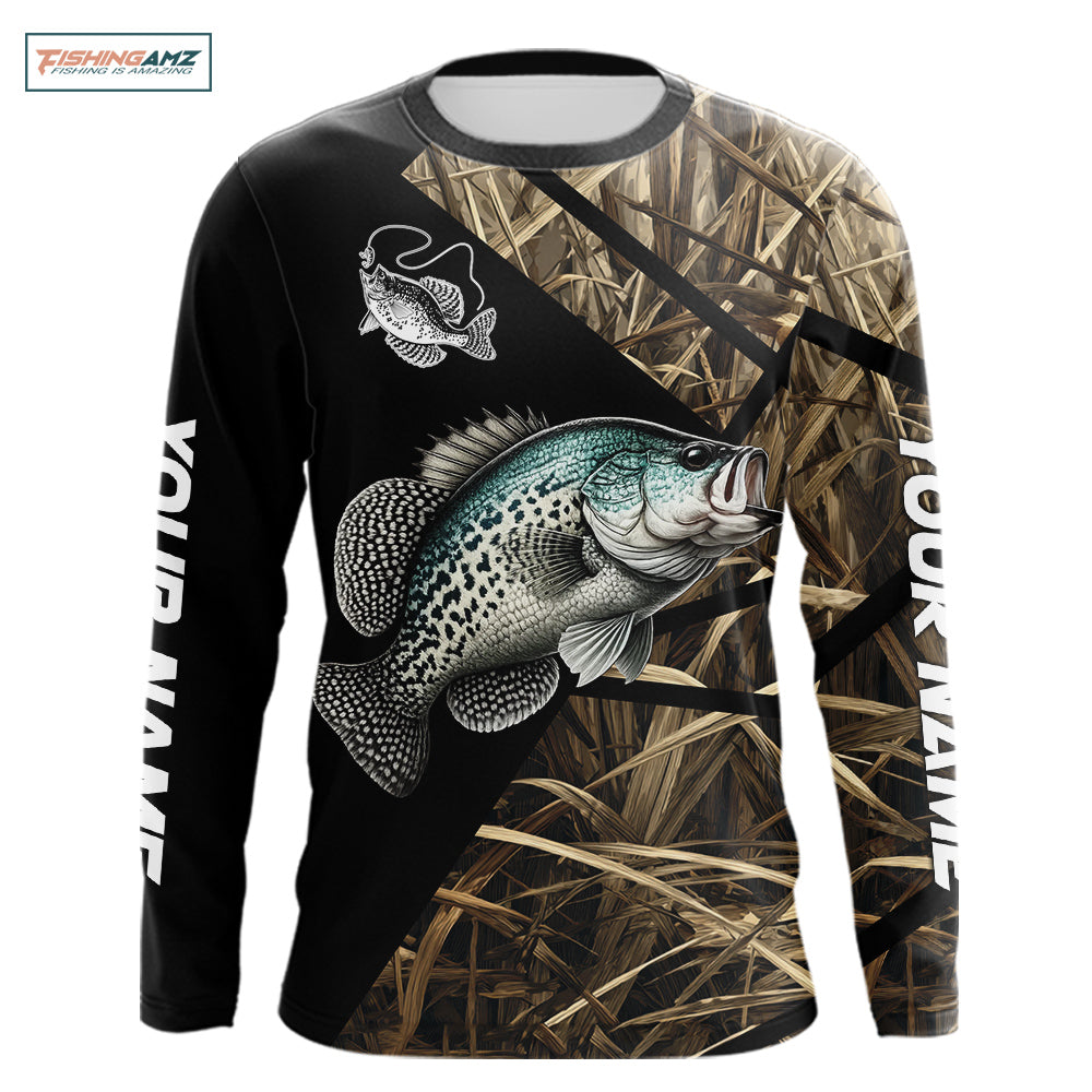 Crappie Fishing Custom Camouflage Fishing Shirts Long Sleeve, Crappie Fishing Apparel NHT524