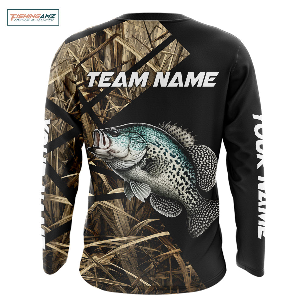 Crappie Fishing Custom Camouflage Fishing Shirts Long Sleeve, Crappie Fishing Apparel NHT524