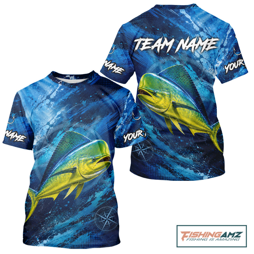 Custom Mahi Mahi Fishing Jersey, Personalized Short Sleeve Performance Fishing Shirt NHT1221