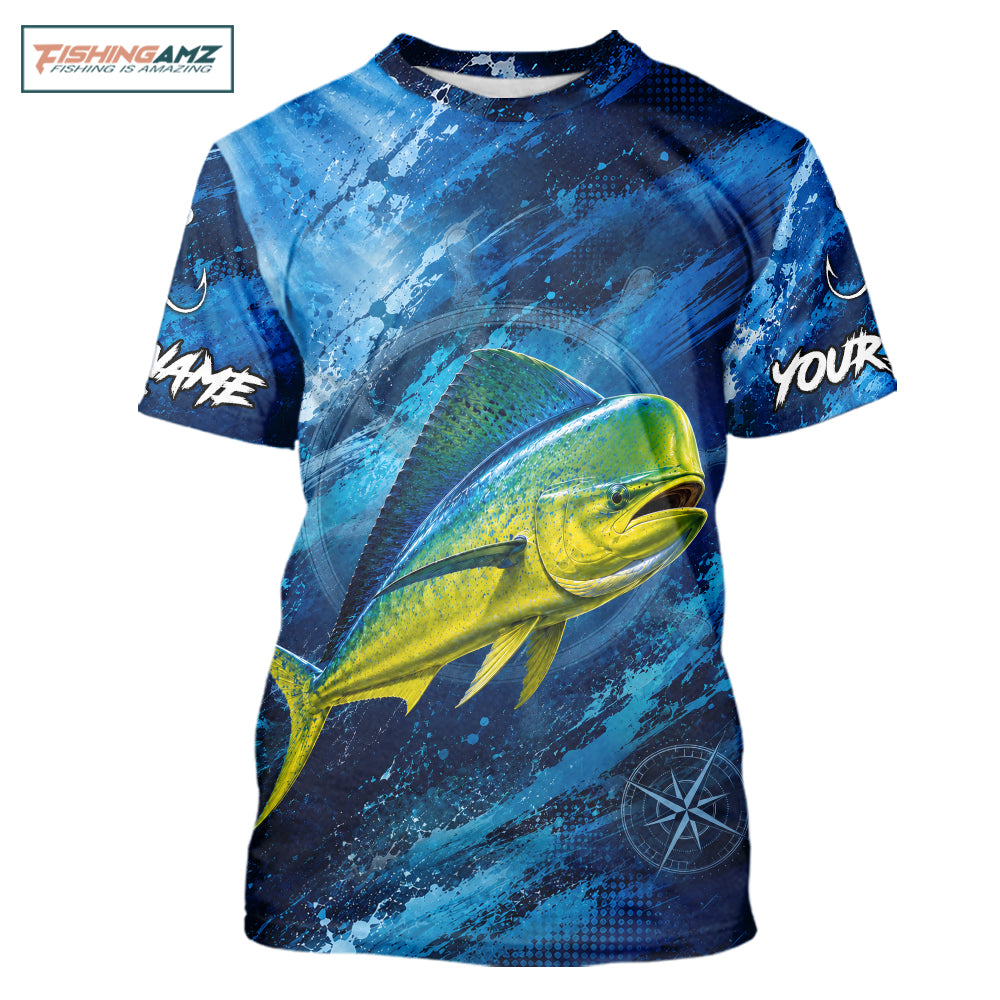 Custom Mahi Mahi Fishing Jersey, Personalized Short Sleeve Performance Fishing Shirt NHT1221