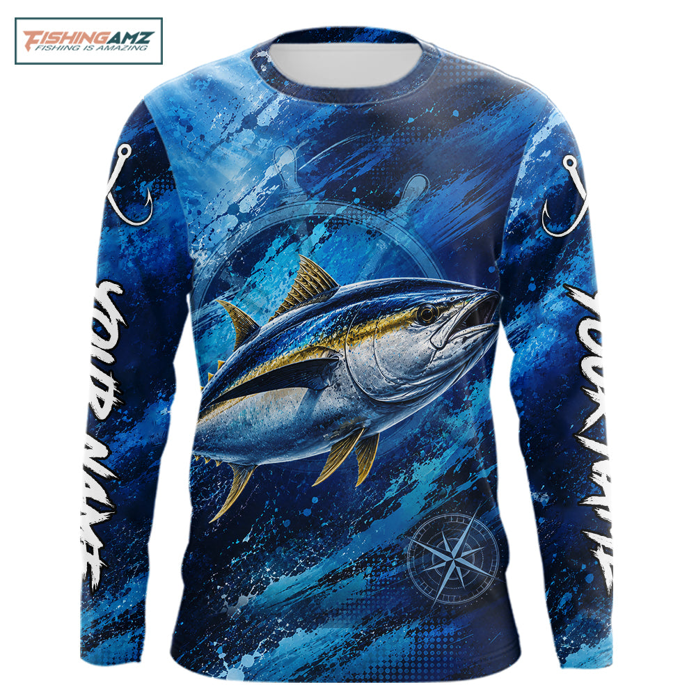 Custom Tuna Fishing Jersey long sleeve with bold tuna graphic and performance fit