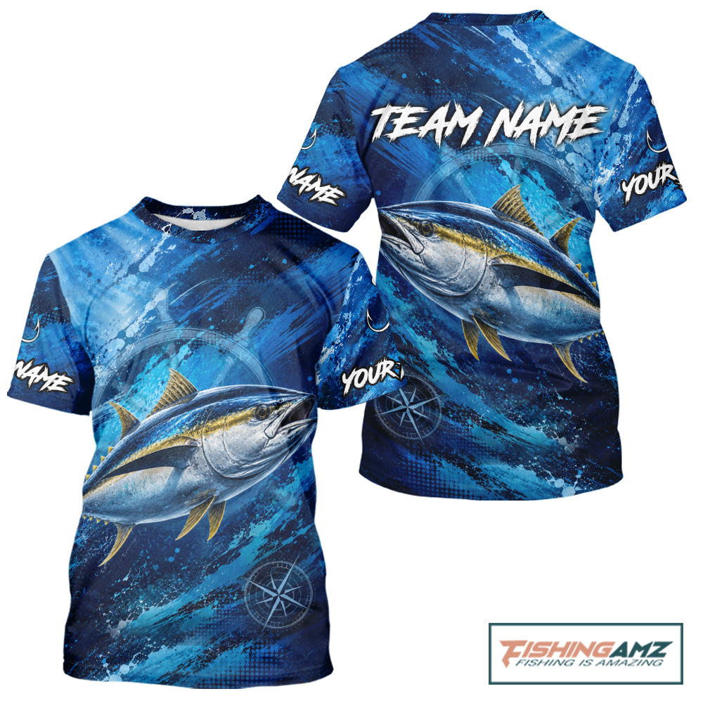 Custom Tuna Fishing Jersey, Personalized Short Sleeve Performance Fishing Shirt NHT1222