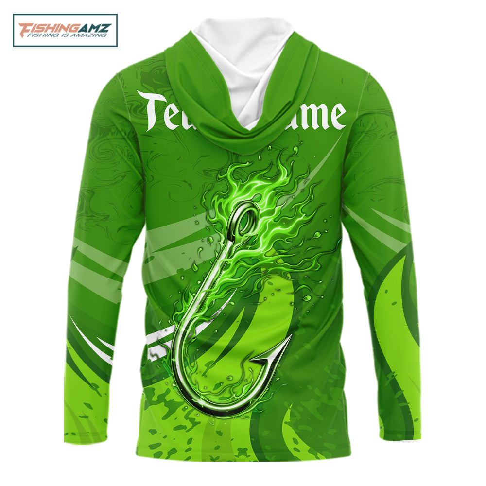 Custom Name St Patrick's Day Hooded Long Sleeve Fishing Shirts, St Patty's Day Hook Fishing Jerseys NHT425