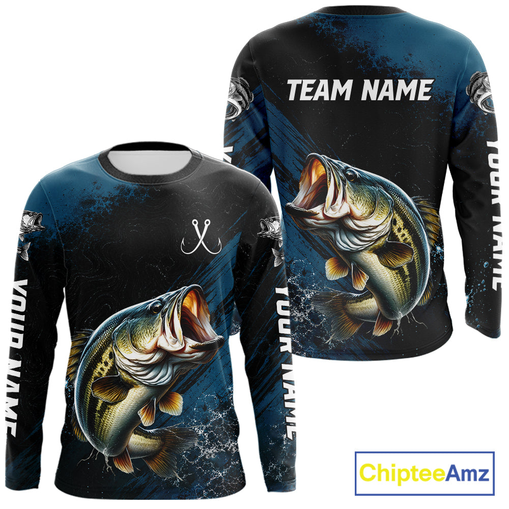 Custom Largemouth Bass Fishing Jersey Personalized Long Sleeve Shirt For Men NHT1108