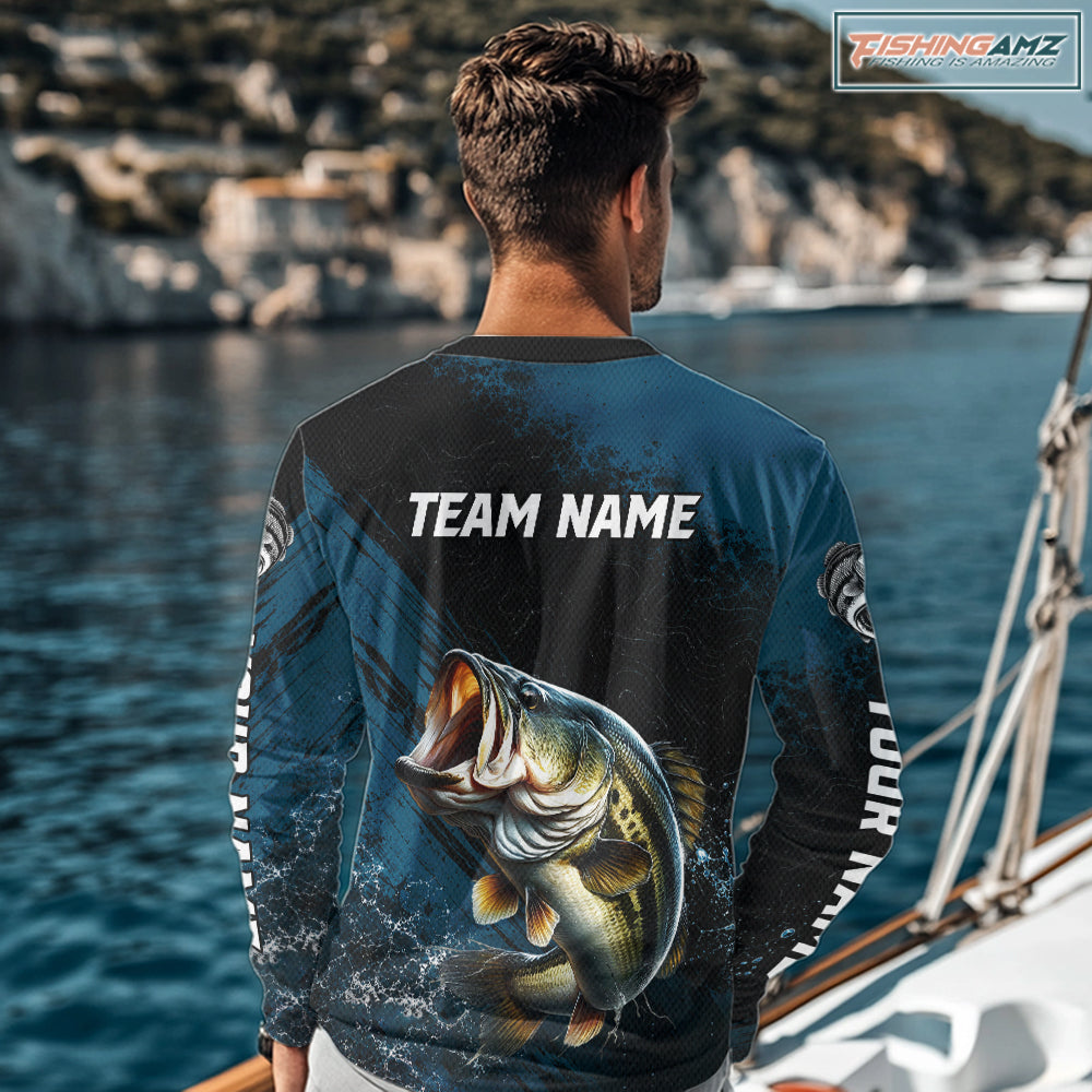 Custom Largemouth Bass Fishing Jersey Personalized Long Sleeve Shirt For Men NHT1108