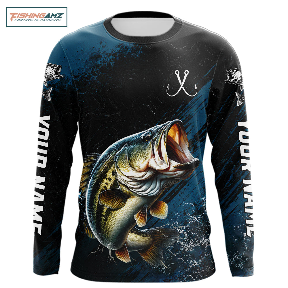 Custom Largemouth Bass Fishing Jersey Personalized Long Sleeve Shirt For Men NHT1108