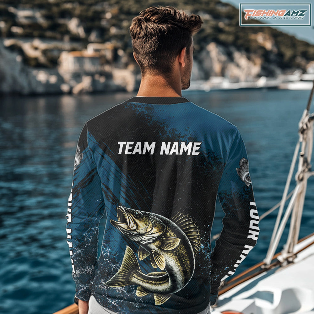 Custom Walleye Fishing Jersey Personalized Long Sleeve Shirt For Men NHT1109