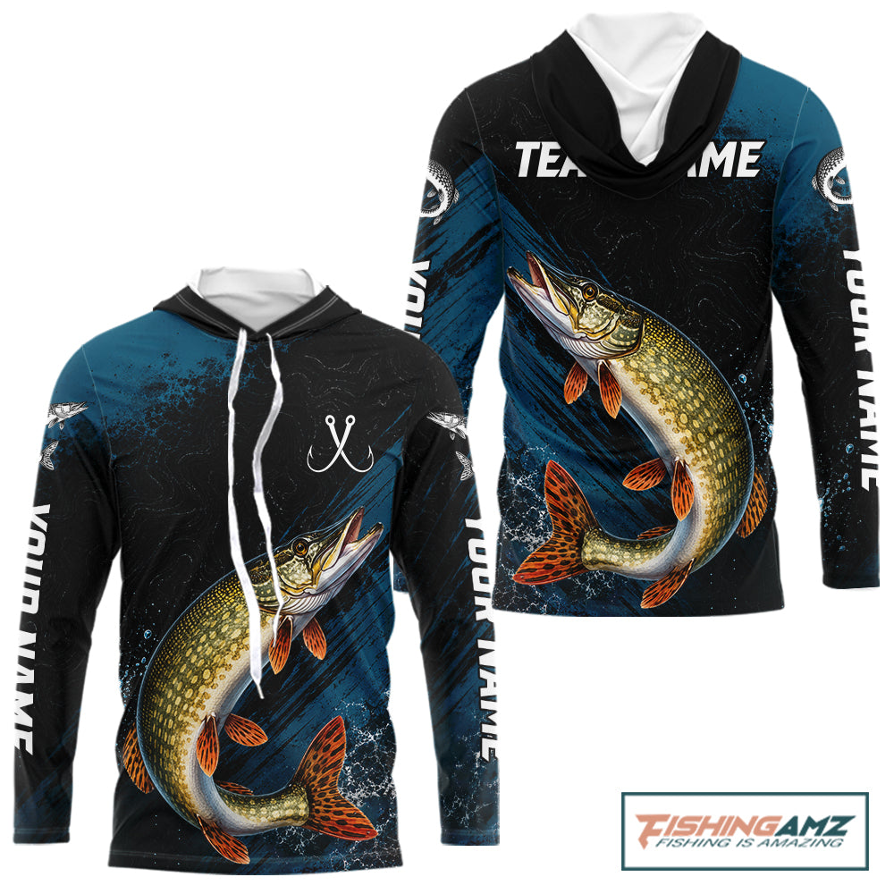Custom Northern Pike Fishing Jersey Personalized Long Sleeve Hooded Shirt For Men NHT1110