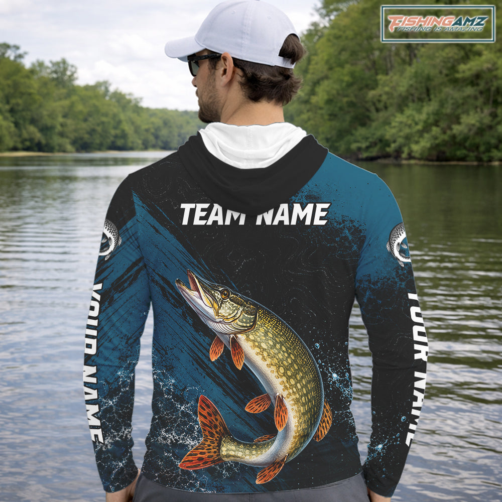 Custom Northern Pike Fishing Jersey Personalized Long Sleeve Hooded Shirt For Men NHT1110