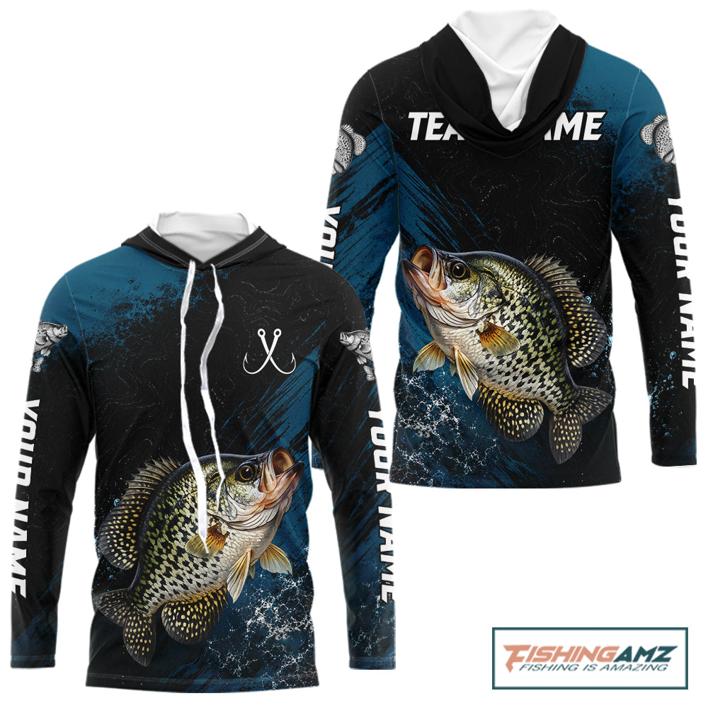 Custom Crappie Fishing Jersey Personalized Long Sleeve Hooded Shirt For Men NHT1111