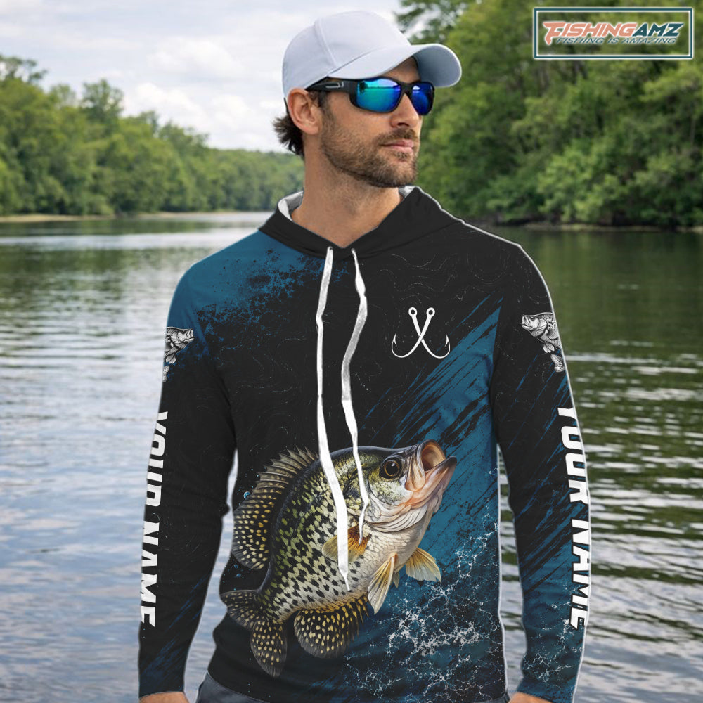 Custom Crappie Fishing Jersey Personalized Long Sleeve Hooded Shirt For Men NHT1111
