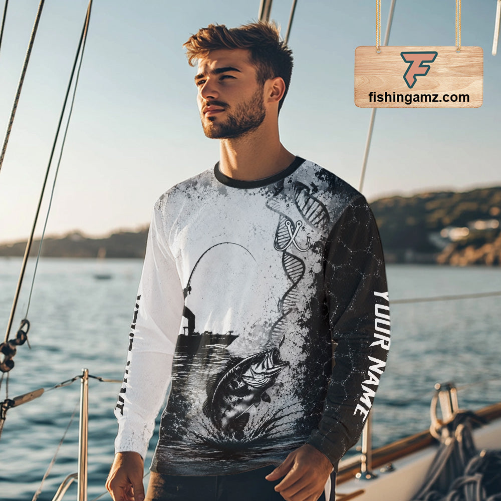 Bass Fishing Long Sleeve Fishing Shirt Fisherman DNA Performance Apparel 