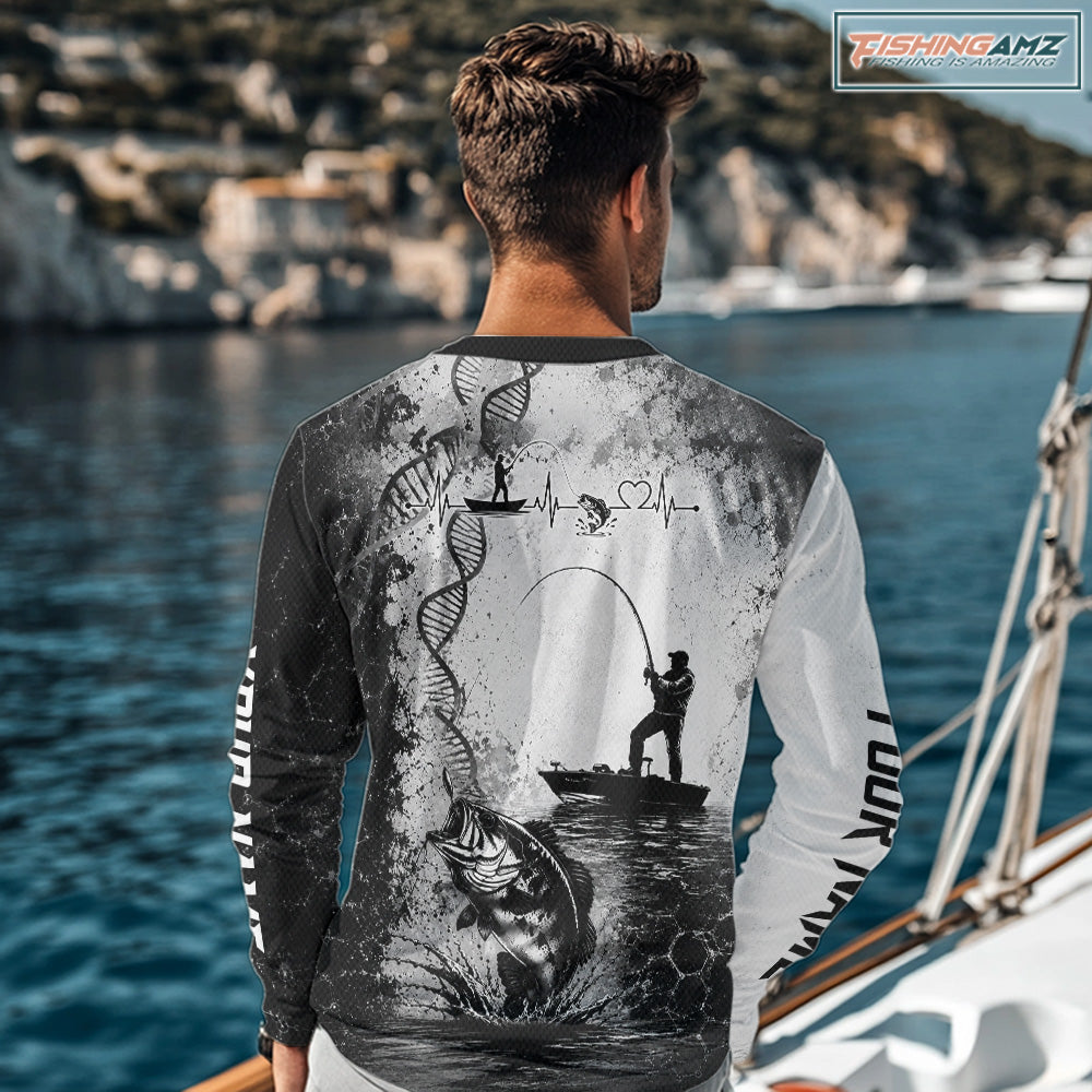 Bass Fishing Long Sleeve Fishing Shirt Fisherman DNA Performance Apparel 