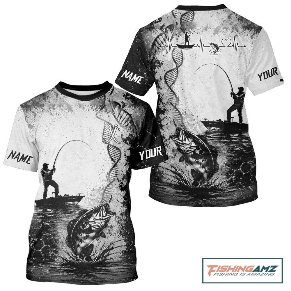 Largrmouth Bass Fishing T - Shirt Fisherman DNA Performance Apparel  Fishing gilf for men