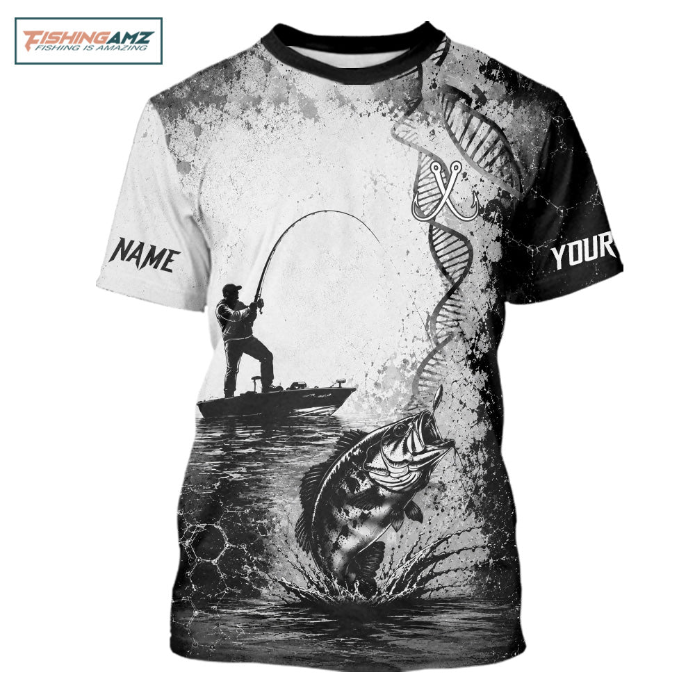 Largrmouth Bass Fishing T - Shirt Fisherman DNA Performance Apparel 