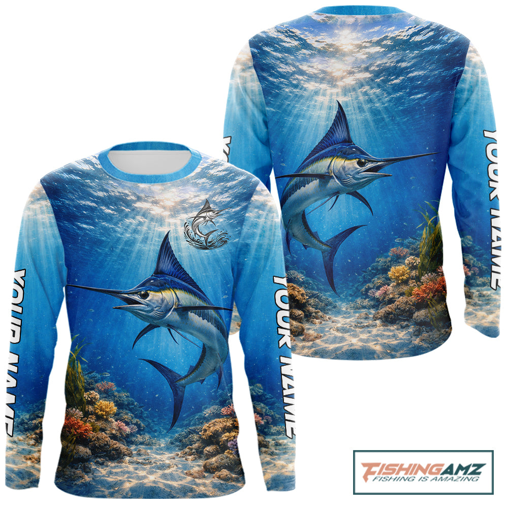Personalized Offshore Fishing Jerseys, Marlin Fishing Shirts Long Sleeve For Men NHT822