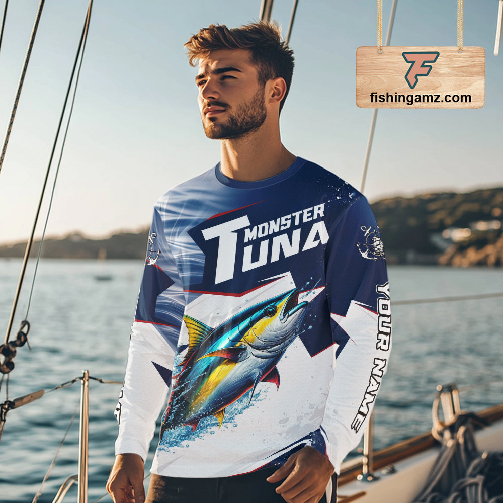 Offshore Sport Fishing Tuna Monster, Long Sleeve Tuna Fishing Jersey For Men NHT1466