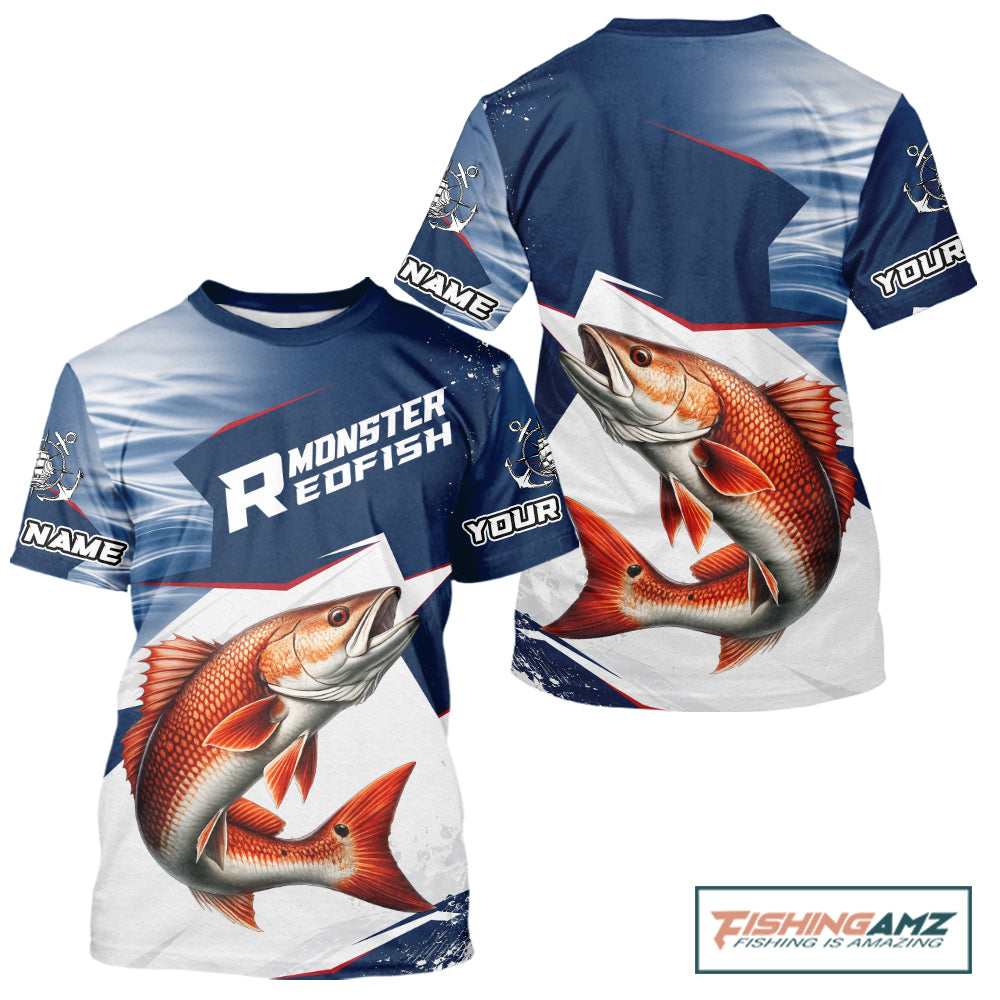 Offshore Sport Fishing Redfish Monster, Short Sleeve Redfish Fishing Jersey For Men NHT1467