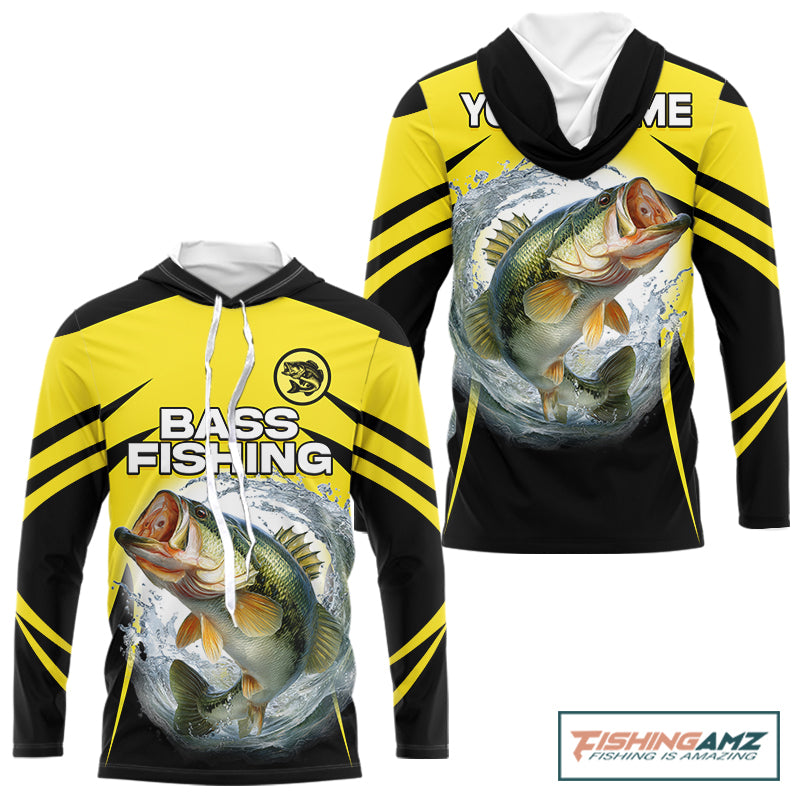 Largemouth Bass Fishing Shirts Long Sleeves Hooded Sport With Personalized Name NHT397