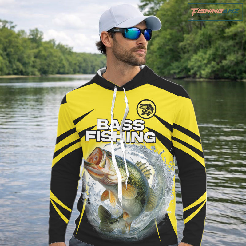 Largemouth Bass Fishing Shirts Long Sleeves Hooded Sport With Personalized Name NHT397