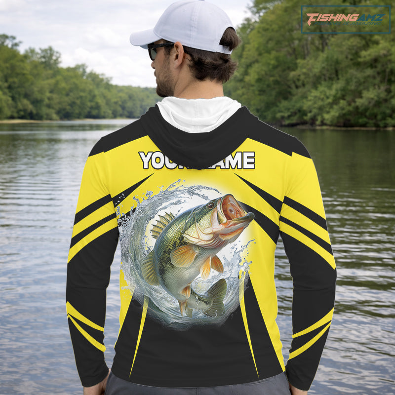 Largemouth Bass Fishing Shirts Long Sleeves Hooded Sport With Personalized Name NHT397