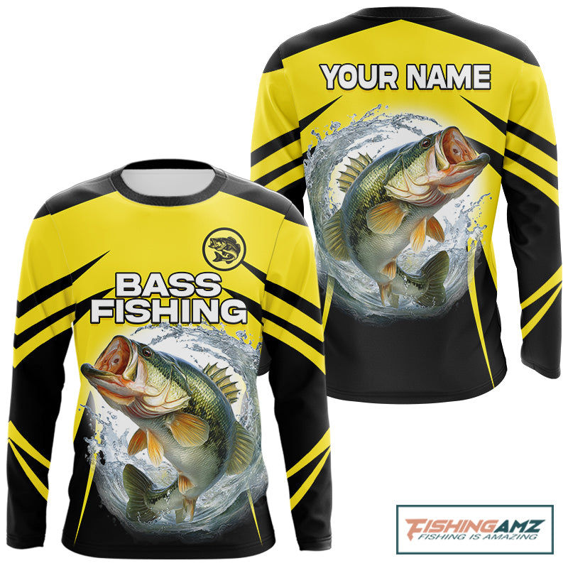 Largemouth Bass Fishing Shirts Long Sleeve Sport With Personalized Name NHT397