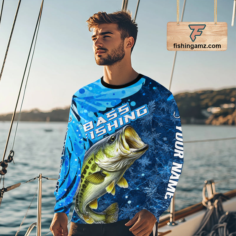 Bass Fishing Shirt For Men, Ice Fishing Shirt, Largemouth Bass Long Sleeve Fishing Gift NHT1388