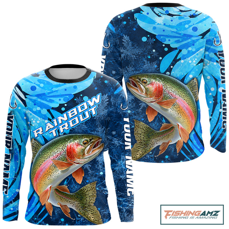 Rainbow Trout Fishing Shirt For Men, Ice Fishing Shirt, Rainbow Trout Long Sleeve Fishing Gift NHT1390