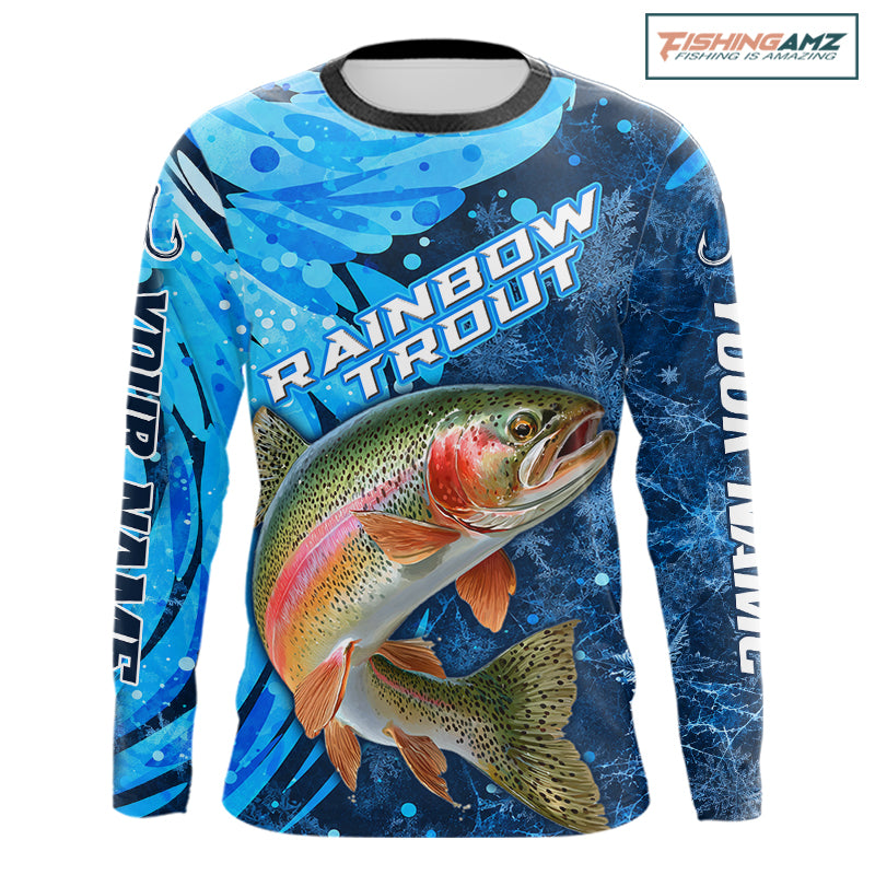 Rainbow Trout Fishing Shirt For Men, Ice Fishing Shirt, Rainbow Trout Long Sleeve Fishing Gift NHT1390