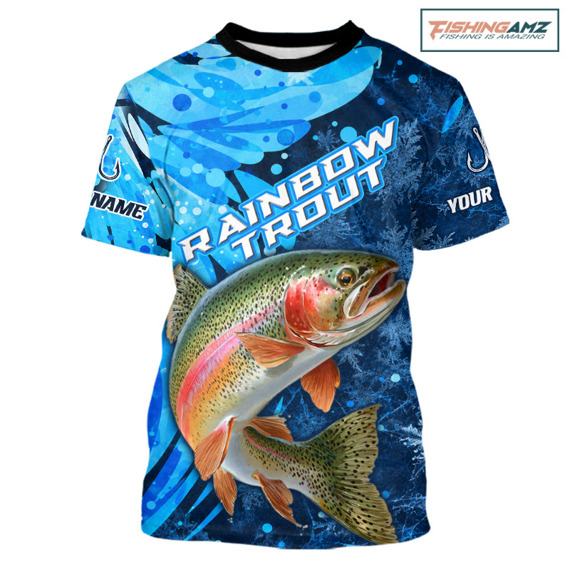 Rainbow Trout Fishing Shirts Short Sleeve For Men, Ice Fishing Shirts, Rainbow Trout Fishing Gift NHT1390