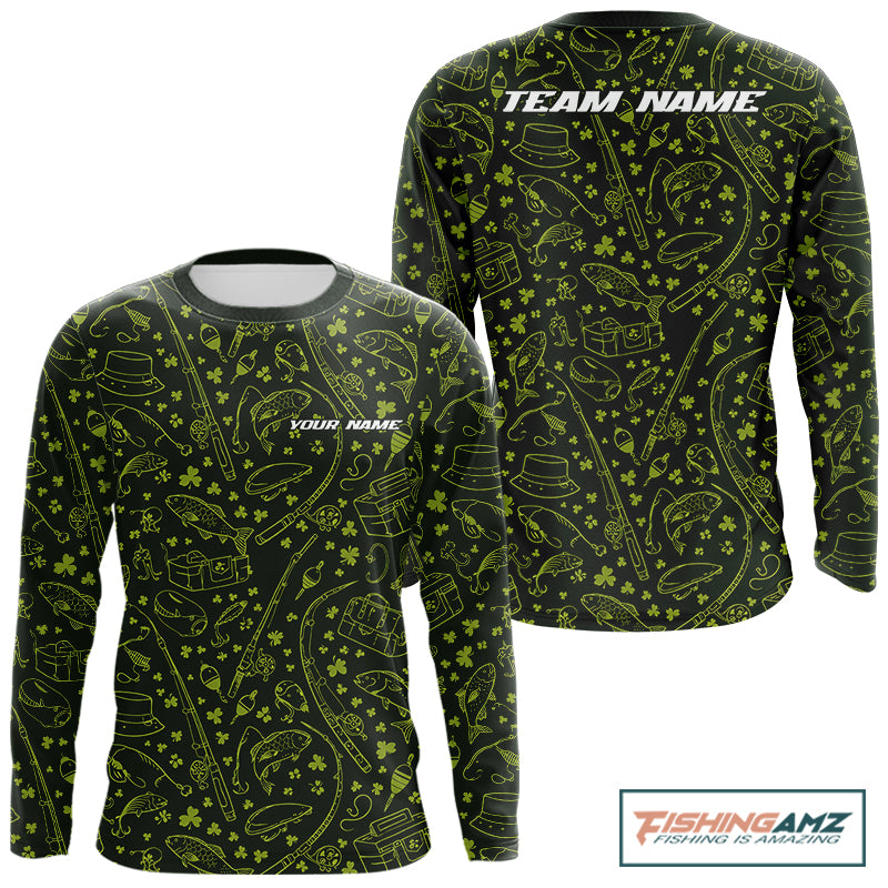 Fishing Shirt Long Sleeve, Patrick Day Fishing Jersey Personalized Name, Team Name NHT426