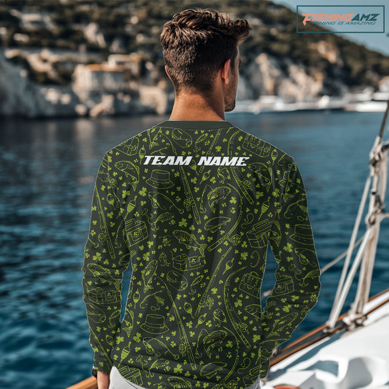 Fishing Shirt Long Sleeve, Patrick Day Fishing Jersey Personalized Name, Team Name NHT426