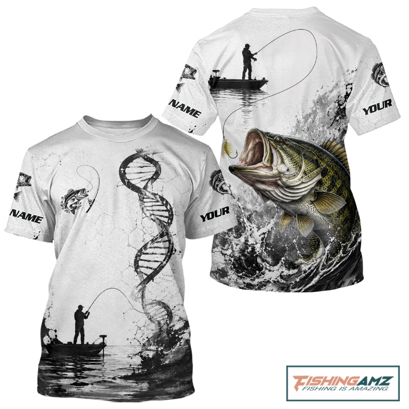 Largrmouth Bass Fishing T - Shirt Fisherman DNA Performance Apparel  Fishing gilf for men