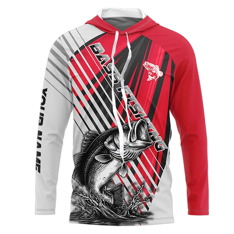 Largemouth Bass Fishing Shirts Long Sleeve Hooded Customize Name, Personalized Fishing Gift NHT381