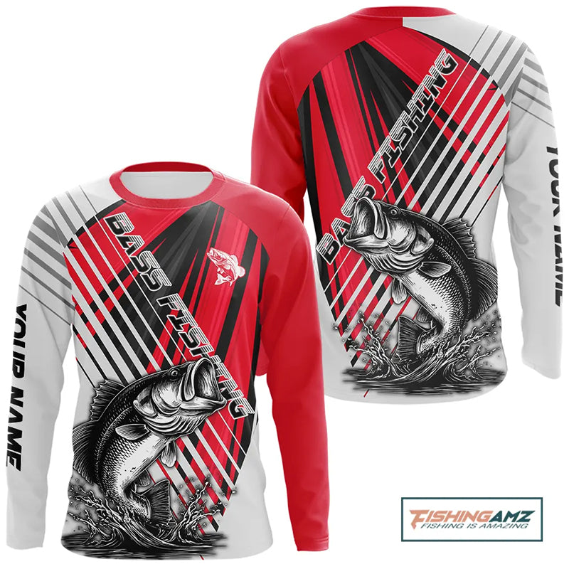 Largemouth Bass Fishing Shirts Long Sleeve Customize Name, Personalized Fishing Gift NHT381