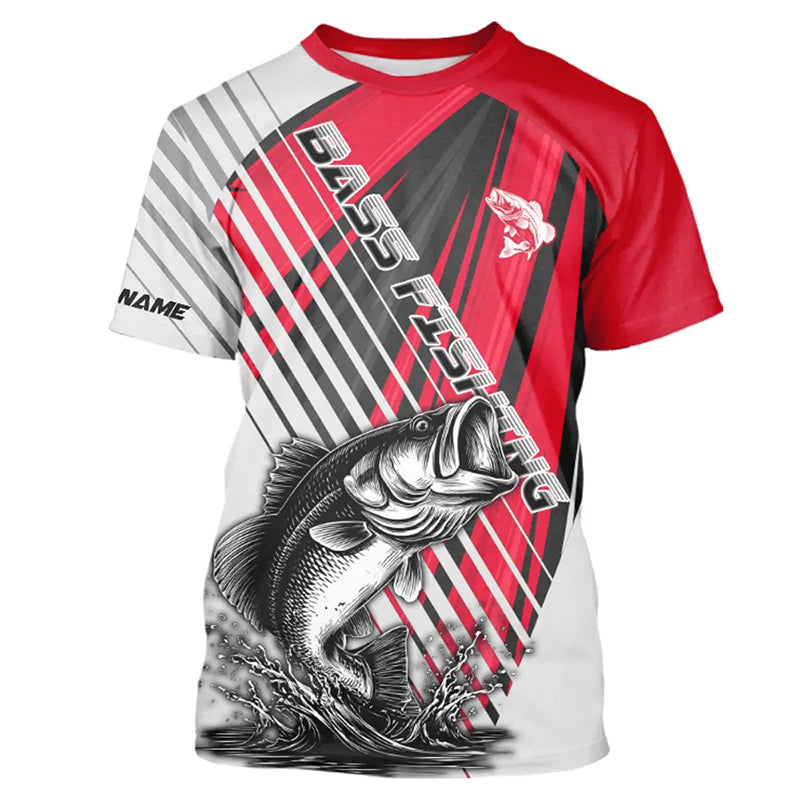 Largemouth Bass Fishing T-Shirts Customize Name, Personalized Fishing Gift NHT381