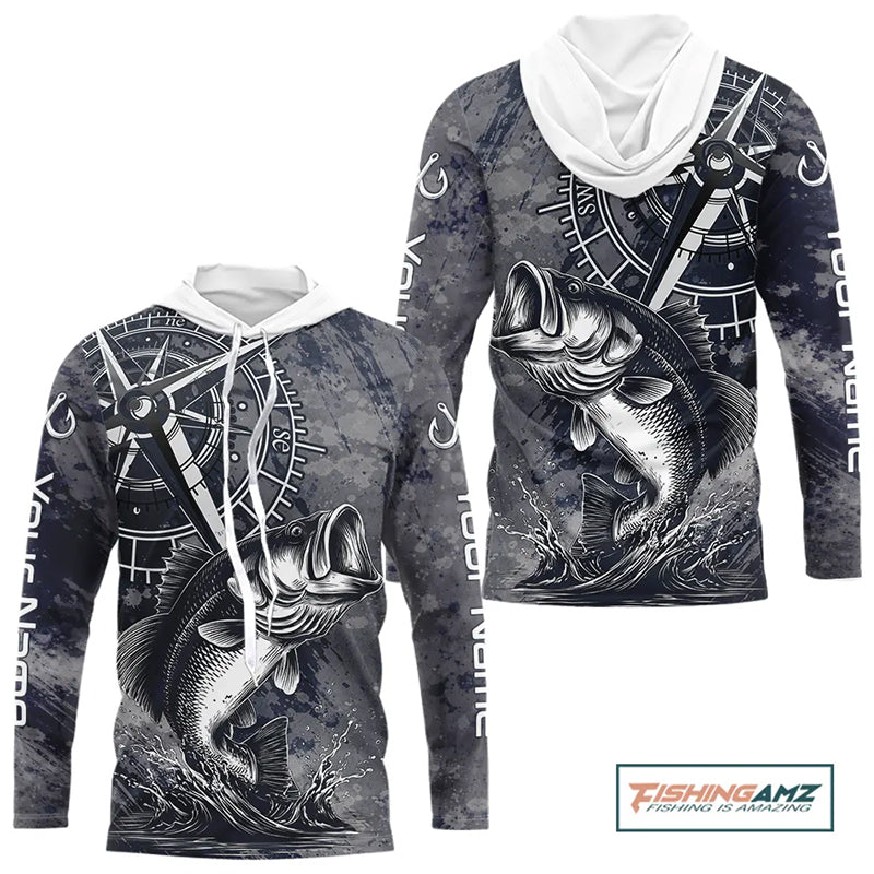 Personalized Bass Performance Fishing Shirts, Bass Compass Tournament Shirts NHT389
