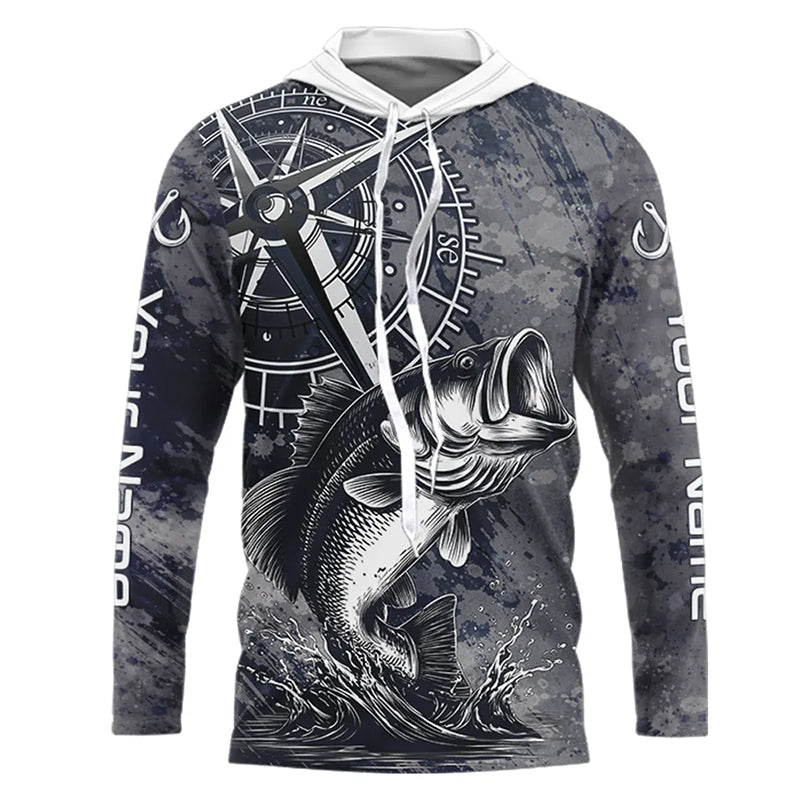 Personalized Bass Performance Fishing Shirts, Bass Compass Tournament Shirts NHT389