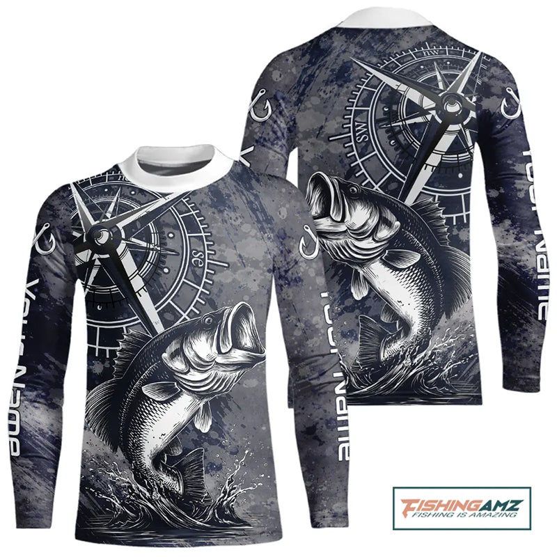 Personalized Bass Performance Youth Fishing Shirt, Bass Compass Tournament Shirts NHT389