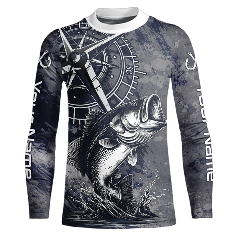 Personalized Bass Performance Youth Fishing Shirt, Bass Compass Tournament Shirts NHT389