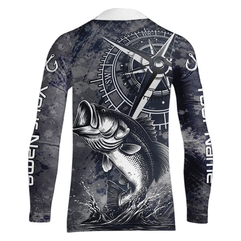Personalized Bass Performance Youth Fishing Shirt, Bass Compass Tournament Shirts NHT389