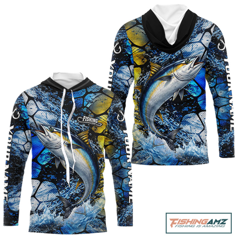Tuna Fishing Customize Name Hooded Long Sleeve Fishing Shirts, Personalized Tuna Fishing Gift NHT438