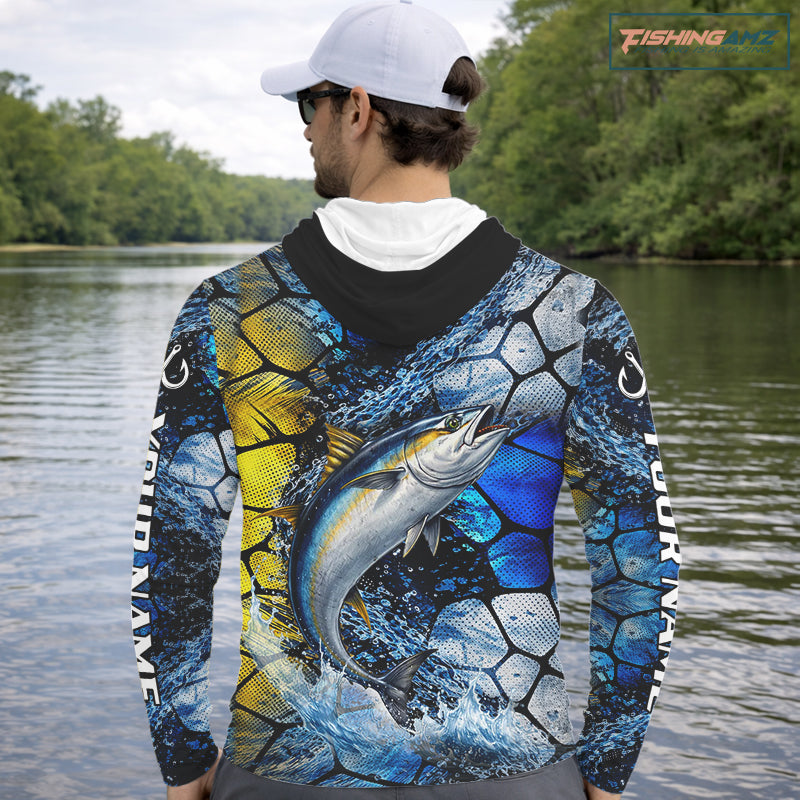 Tuna Fishing Customize Name Hooded Long Sleeve Fishing Shirts, Personalized Tuna Fishing Gift NHT438
