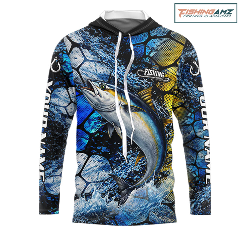 Tuna Fishing Customize Name Hooded Long Sleeve Fishing Shirts, Personalized Tuna Fishing Gift NHT438