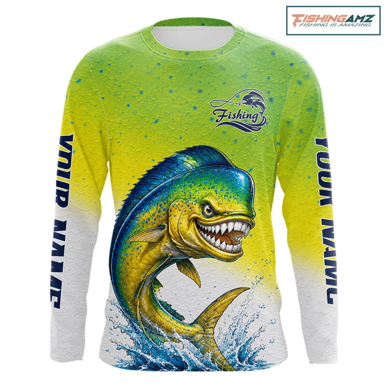 Personalized Offshore Fishing Jerseys, Mahi Mahi Angry Tournament Fishing Shirts For Men NHT1311